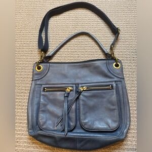Fossil Crossbody Karli Shoulder Blue Leather‎ Hobo Bag